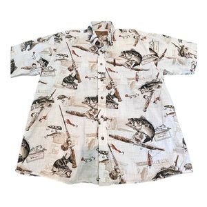 Mens Button Down North River Fishing Shirt Large